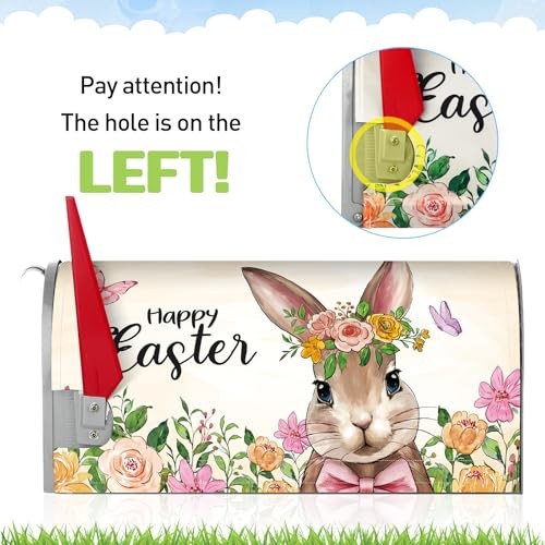 Happy Easter Mailbox Cover Magnetic, Spring Easter Bunny Mailbox Wrap with