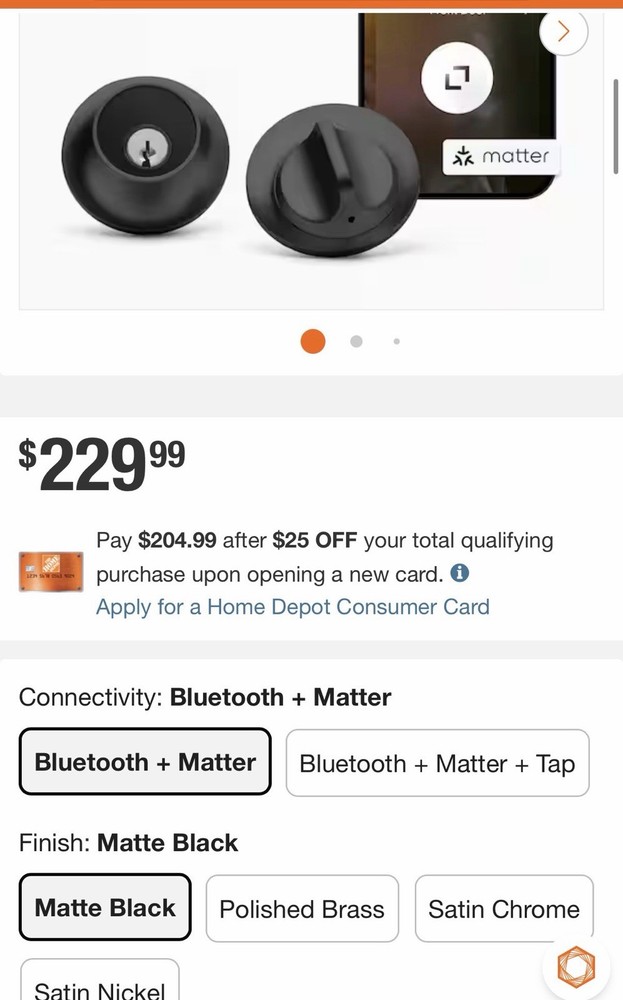 New! Level Lock (Matter) Matte Black Matter-Over-Thread Smart Lock