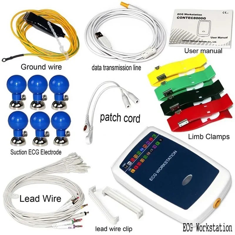 Portable 12 Lead Rest ECG Machine PC Based Workstation System Home Use