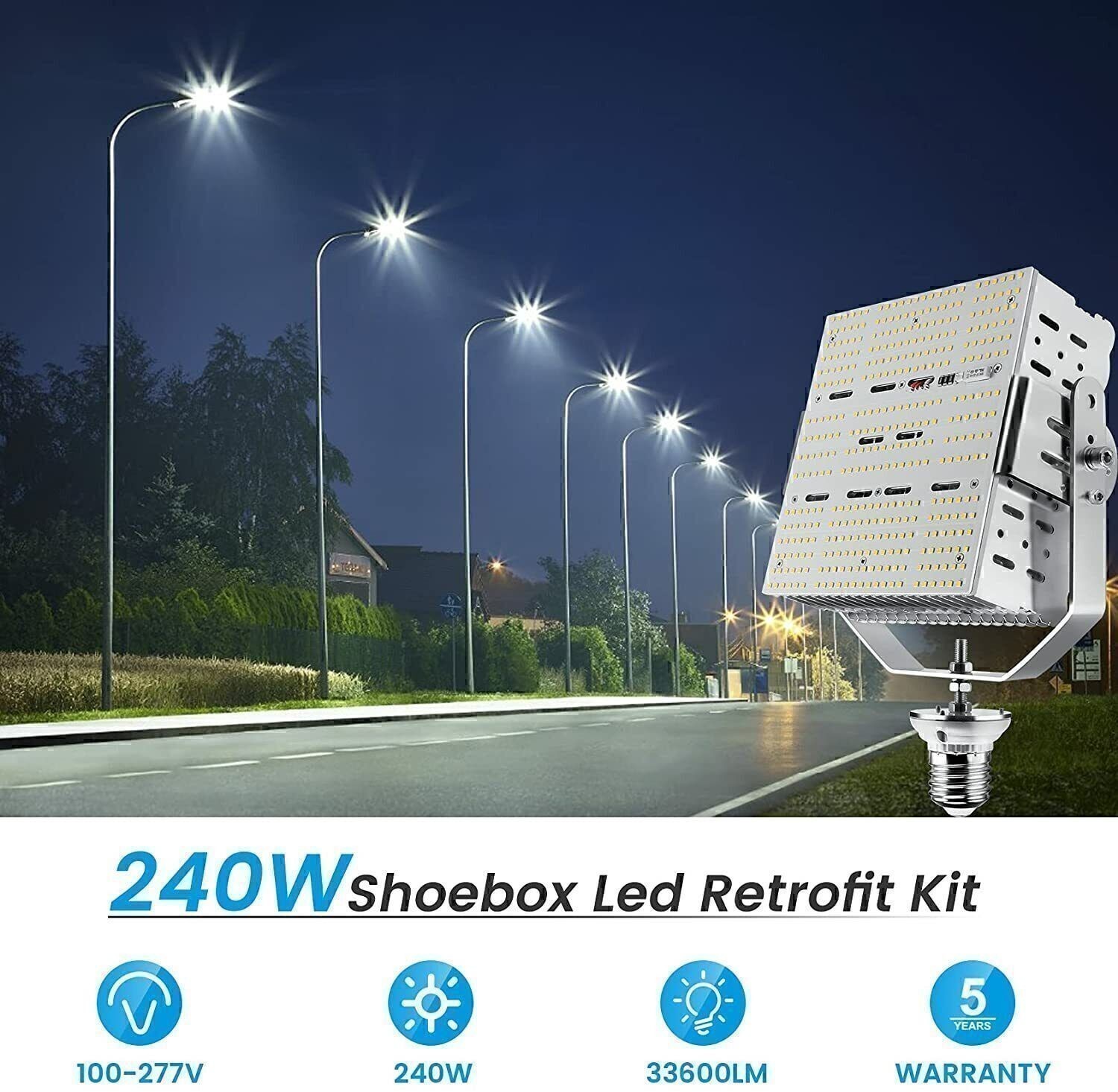 240W LED Shoebox Replacement Kits Light Fixture Commercial Parking Lot Lighting