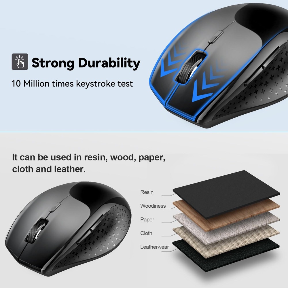 Bluetooth Mouse, 4800 DPI Wireless Mouse, 2-Year Battery 6 Adjustable DPI, 6 ...
