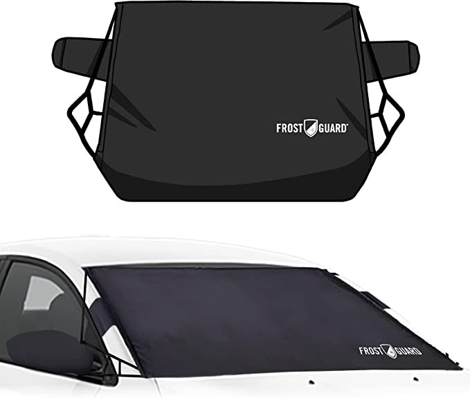 FrostGuard Deluxe Full-Coverage Windshield Cover Standard Size 41 x 59 - Black