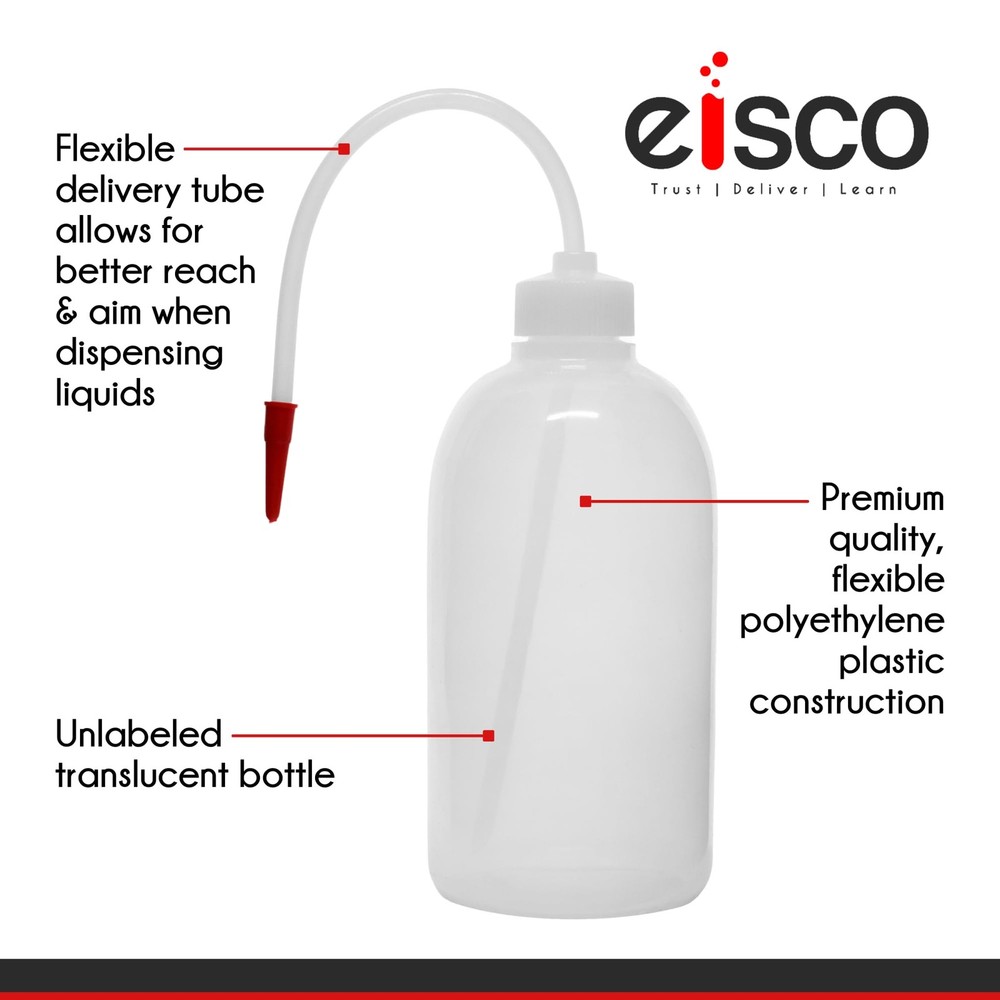 EISCO Wash Bottle, 125ml - Polyethylene - Translucent, Unbreakable 4.2 Ounces