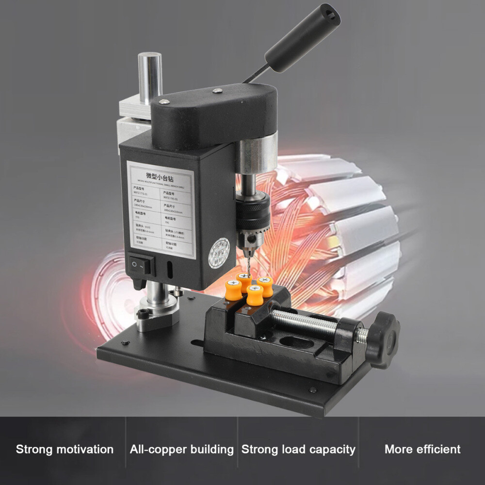 Mini Bench Drill Press, B10 Chuck 7-Speed Small Benchtop Drilling Machine