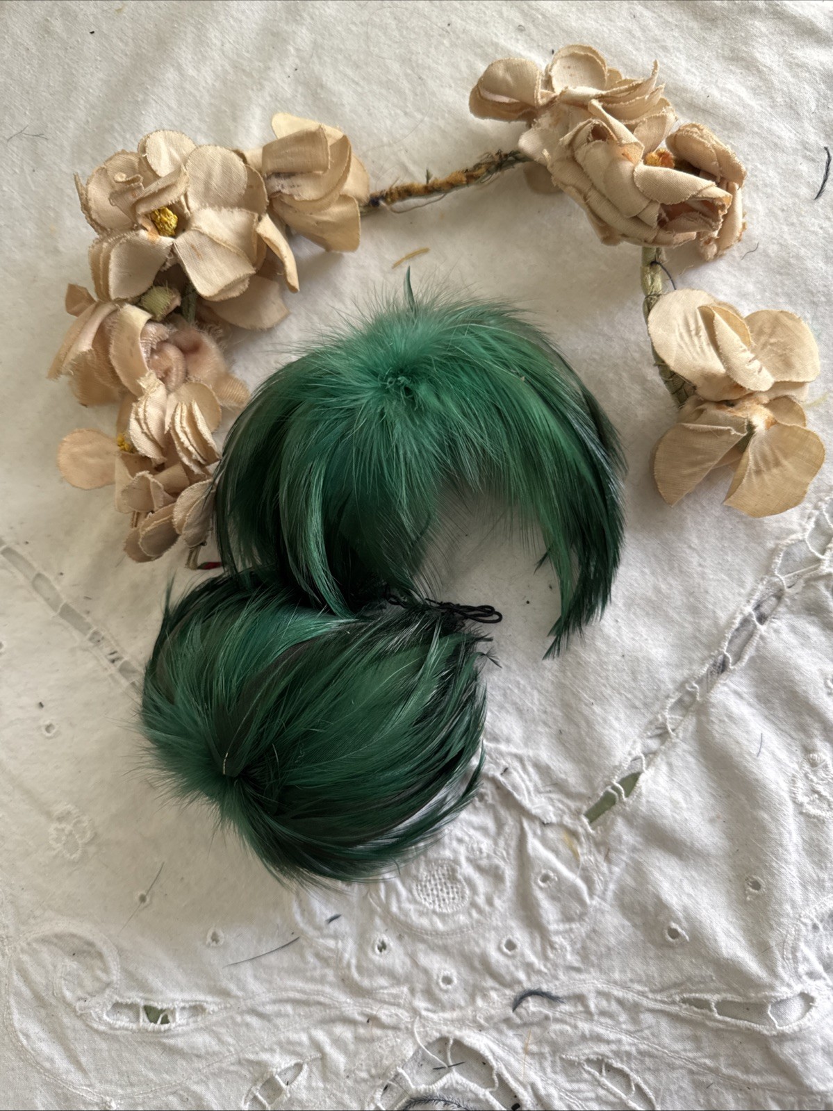 Vintage Antique Millinery Flowers Feathers Hat Trim 16 Pieces