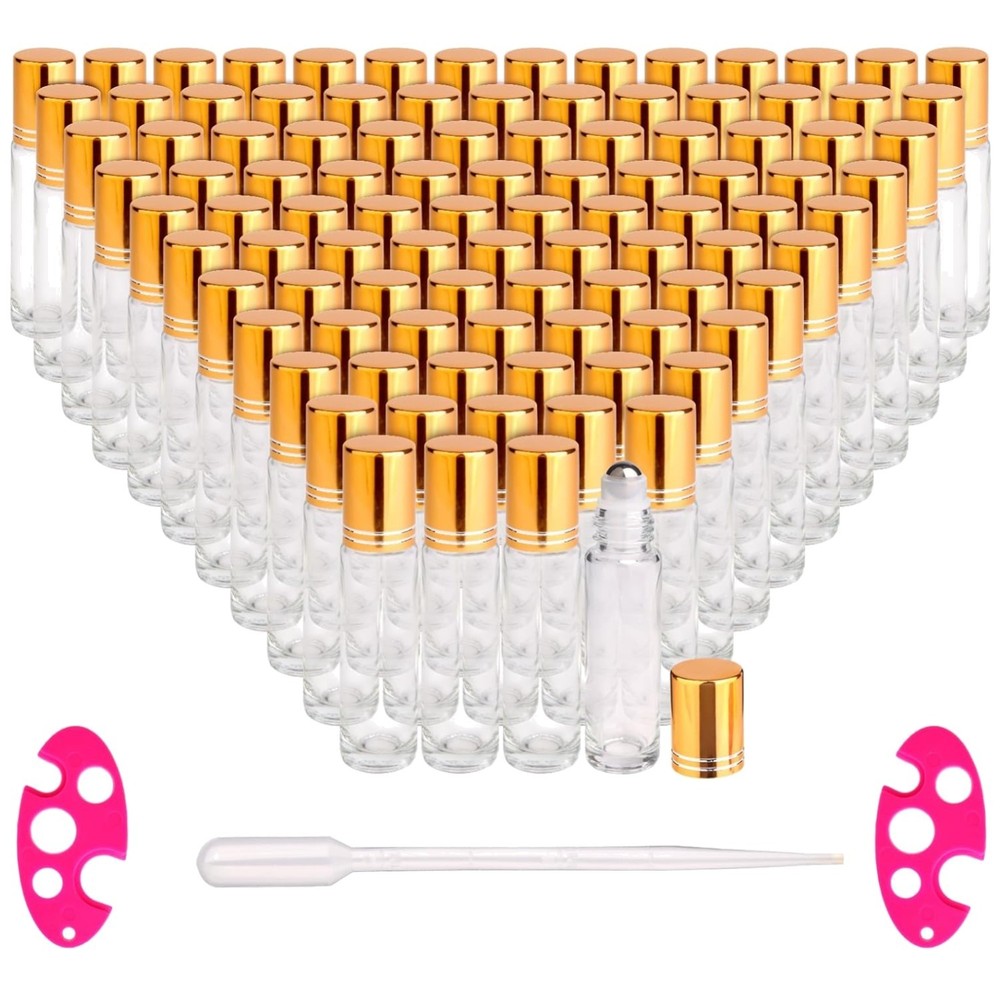 Stainless Steel Rollers 100 Pack Clear Bottles