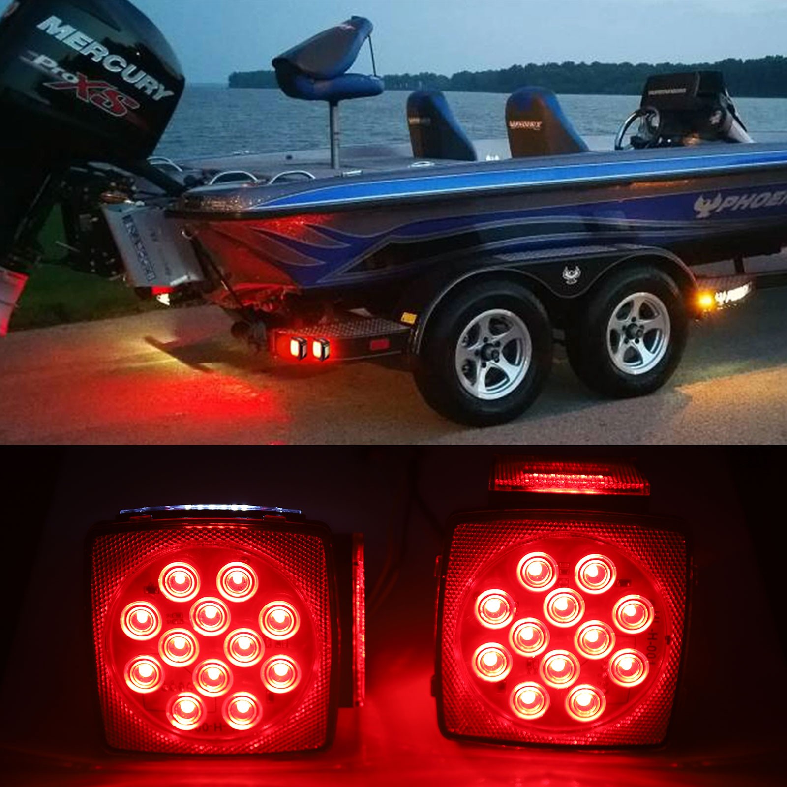 Rear Led Submersible Trailer Tail Lights Kit Boat Marker Truck Waterproof US