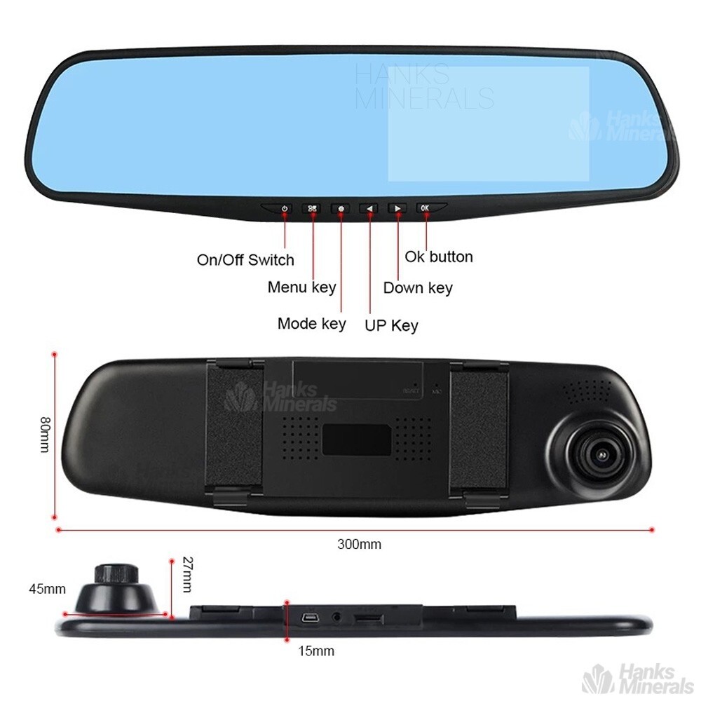 Rearview Mirror Dash Cam 1080P HD DVR Dual Camera Car Front Rear Video Recorder