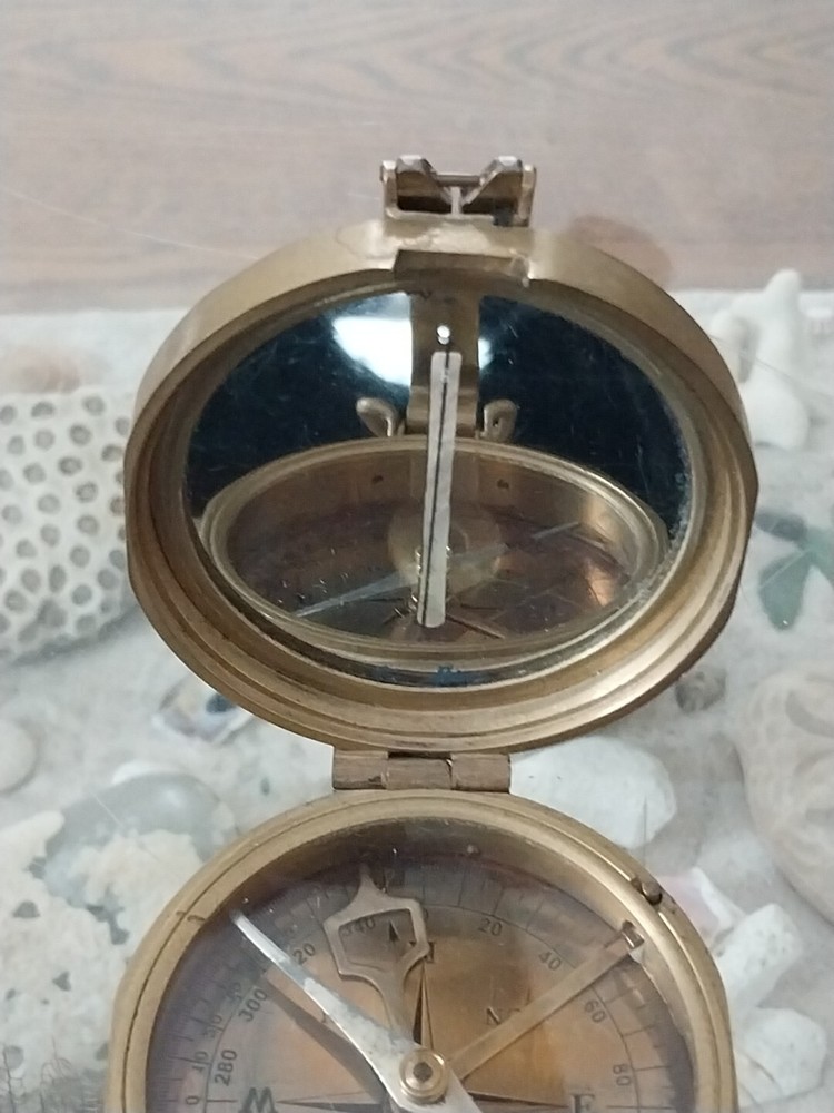 NAUTICAL SOLID BRASS CLINOMETER MARITIME FOLDING COMPASS INSTRUMENT REPLICA
