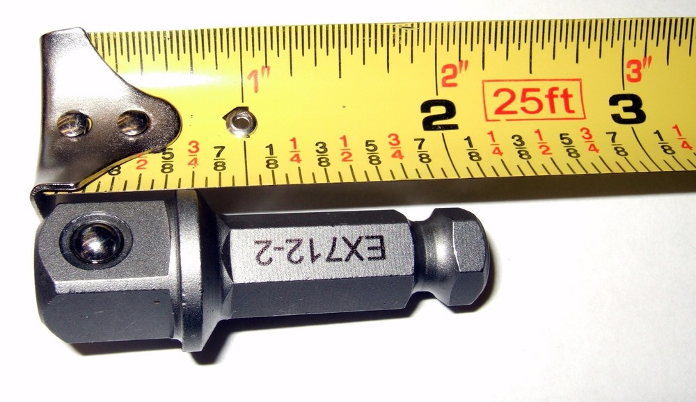 7/16 Hex to 1/2 Square Socket Adapter Drive Converter Spring Ball Retainer 2"