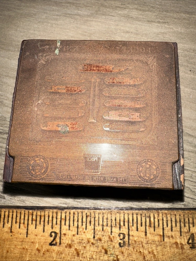 Printing Block “ Jack Knife Store Display “ The Knife With A Sharp Edge. Copper