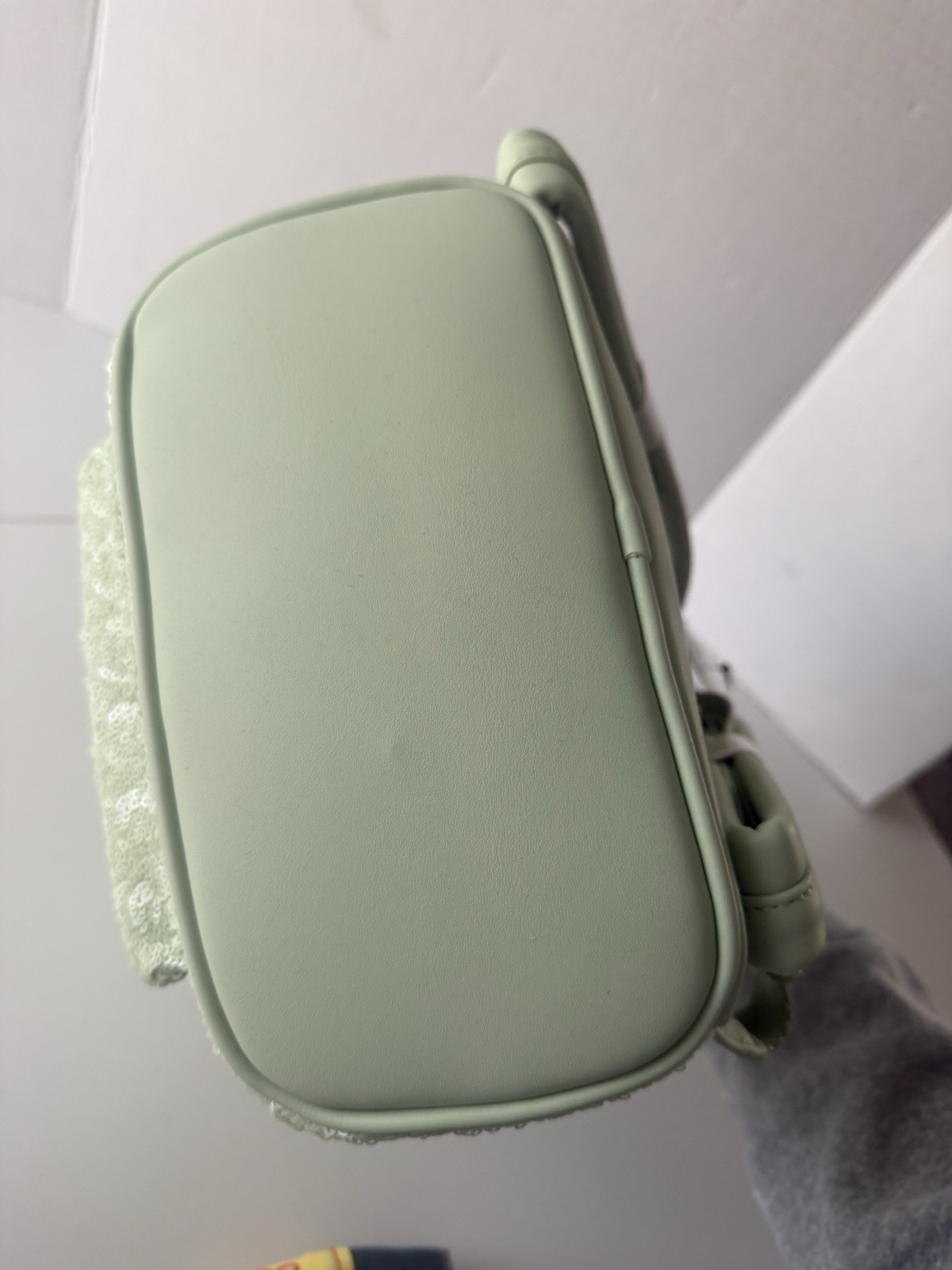 Disney Parks Loungefly Mini Backpack Mint Green Sequin Minnie Ears Bow NEW