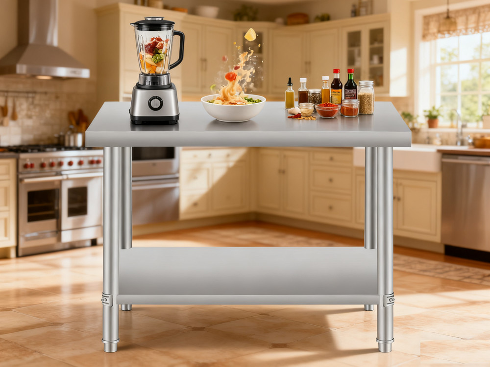 36x24 Stainless Steel Table for Prep Work with Adjustable Undershelf