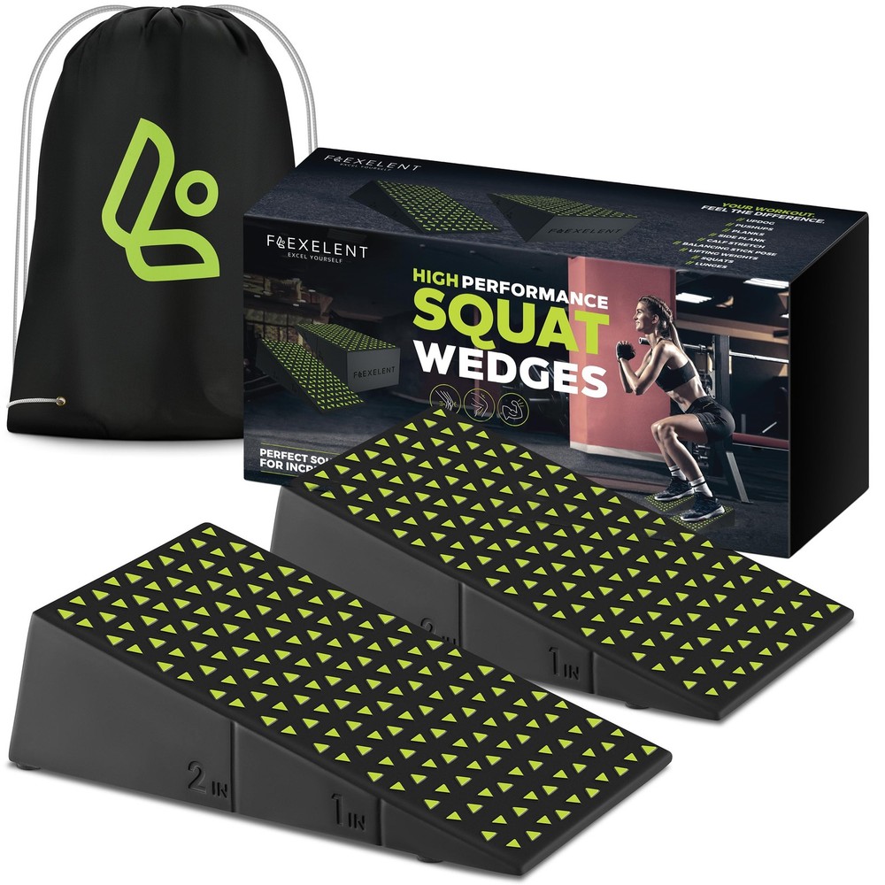 Flexelent Squat Wedge Block Pair - Heel Elevated Squat Wedge for Deeper Squats,