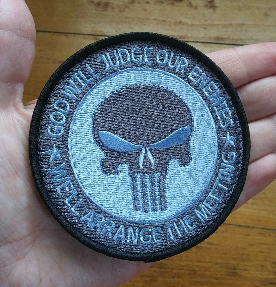 SKULL "GOD WILL JUDGE" SERE Special Operations MILITARY hook & loop PATCH