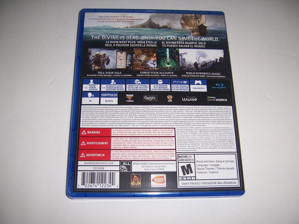 Replacement Box Case DIVINITY II ORIGINAL SIN PlayStation 4 PS4 ORIGINAL NO DISC