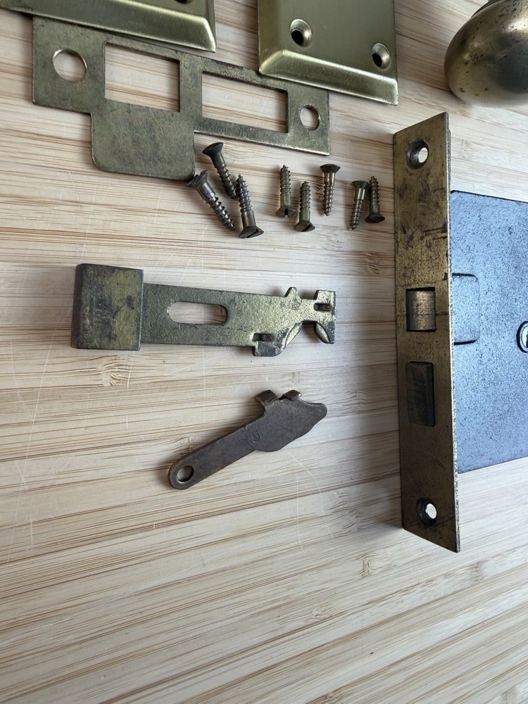 Vtg Brass Inside Lock Set OL0311-4 W/ Box Hardware Complete