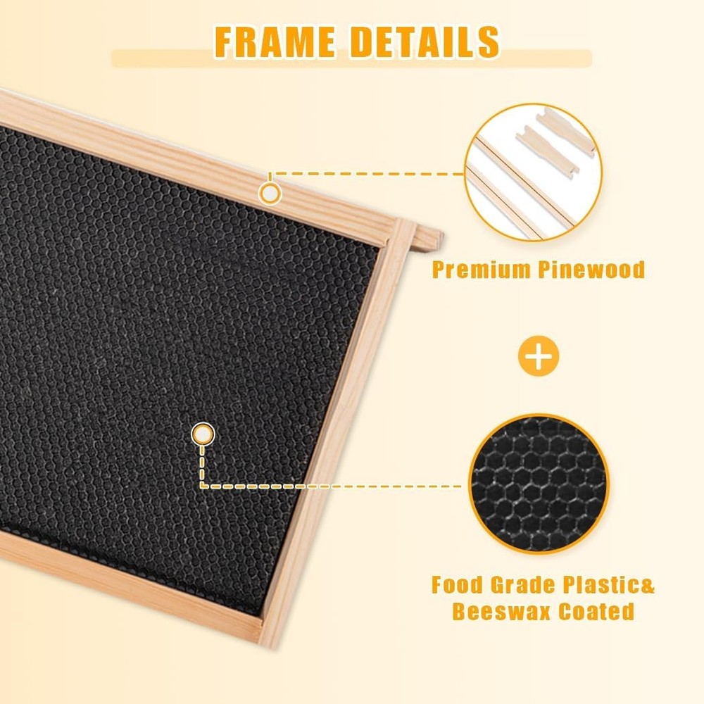 Deep Brood Bee Frames and Wax Foundations,10 Pack Honey Beehive Frames with Bees
