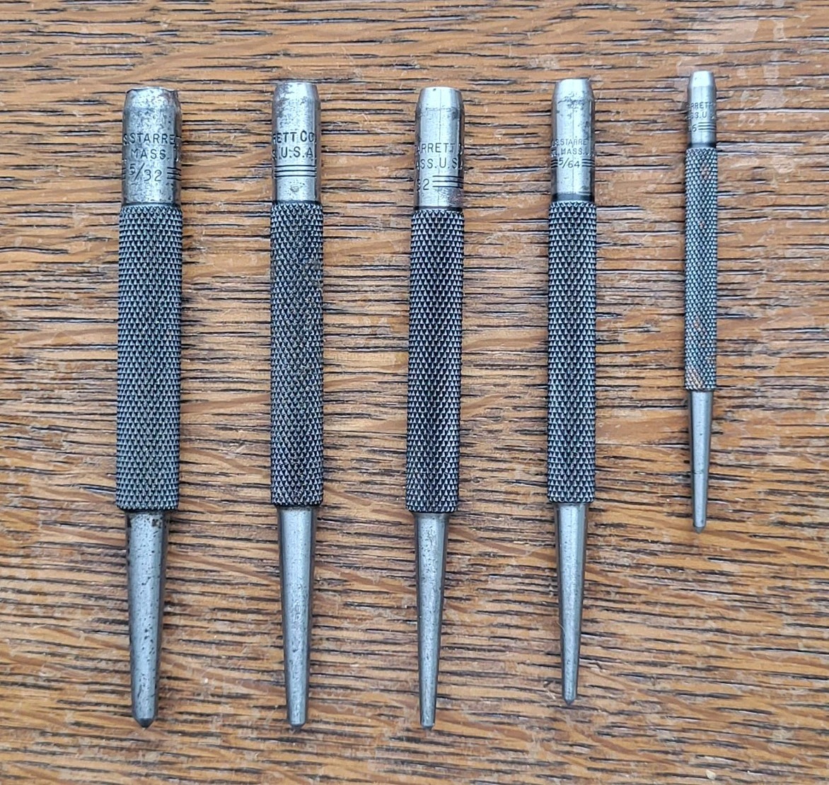 Vintage L. S. Starrett No. S 117 Set of (5) Center Punches Machinist Tools USA