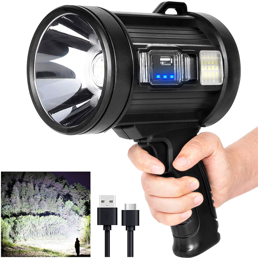 200000 lumen Rechargeable LED Searchlight Portable Handheld Spotlight Flashlight