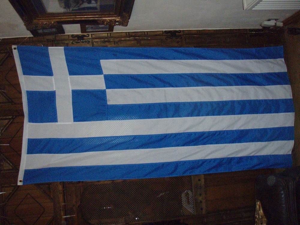 Flag Greece, 7'6" x 3'6". AA Flags Consett.
