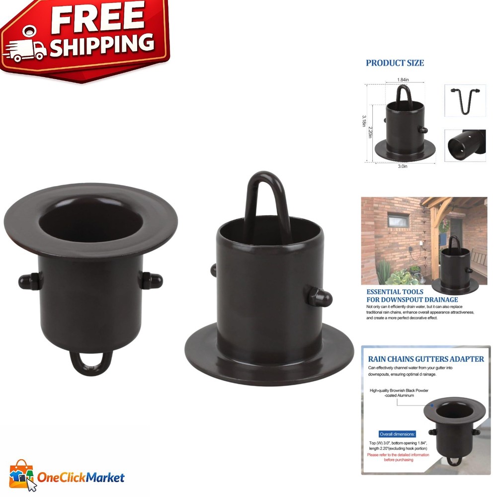 Replacement Downspout Gutter Adapter - Black Aluminum Easy-to-Install Solution
