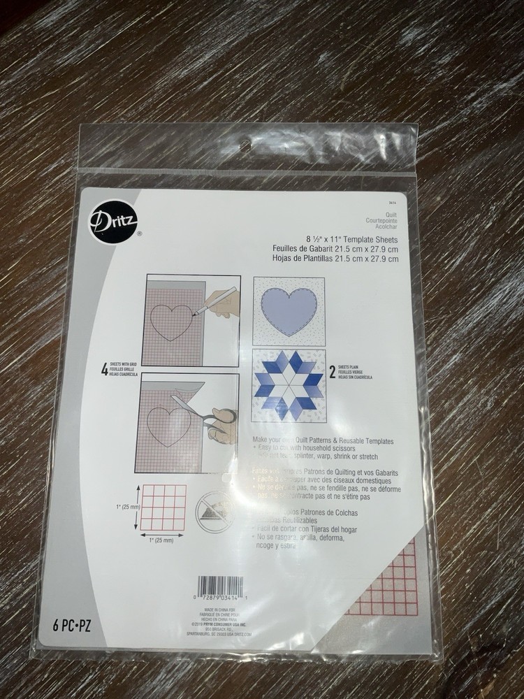 Dritz, 8 1/2x11, Template Sheets, Reusable, 4 Sheets With Grid, 6 Pc Total
