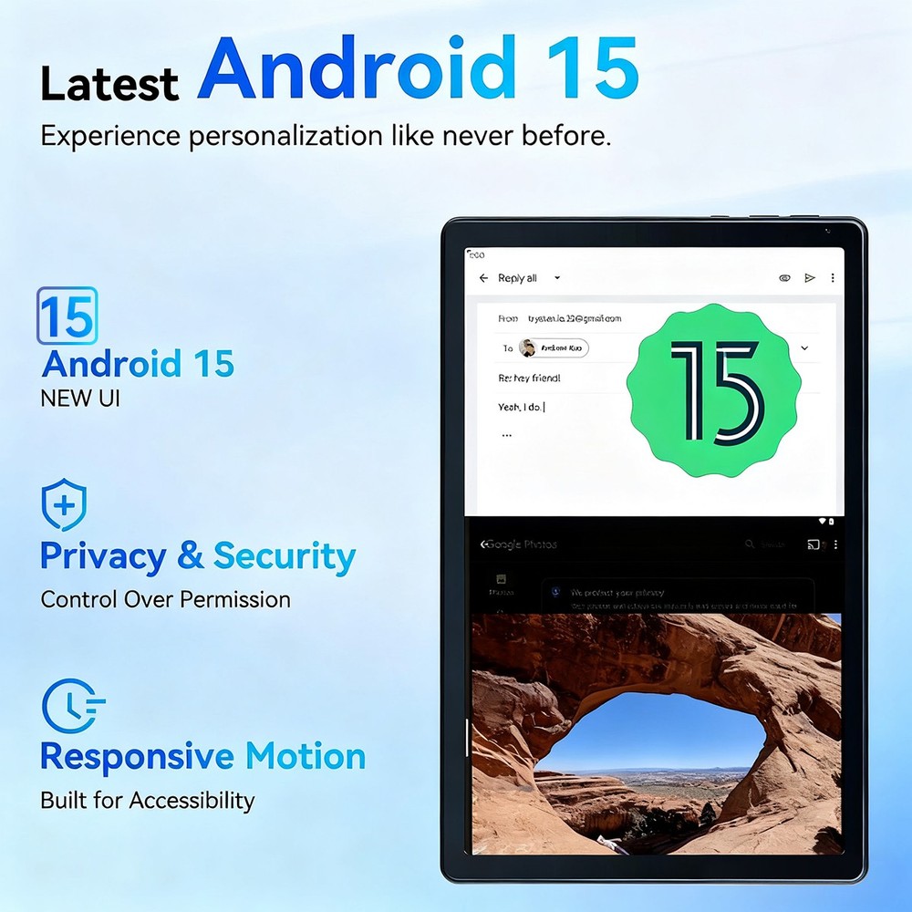 10.1" Android Tablet 24GB+128GB IPS LCD Touchscreen Octa-core Bluetooth Wi-Fi 6