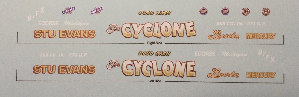 DECALS- Doug Nash first Mercury ‘64 Comet “the Cyclone” Nice!