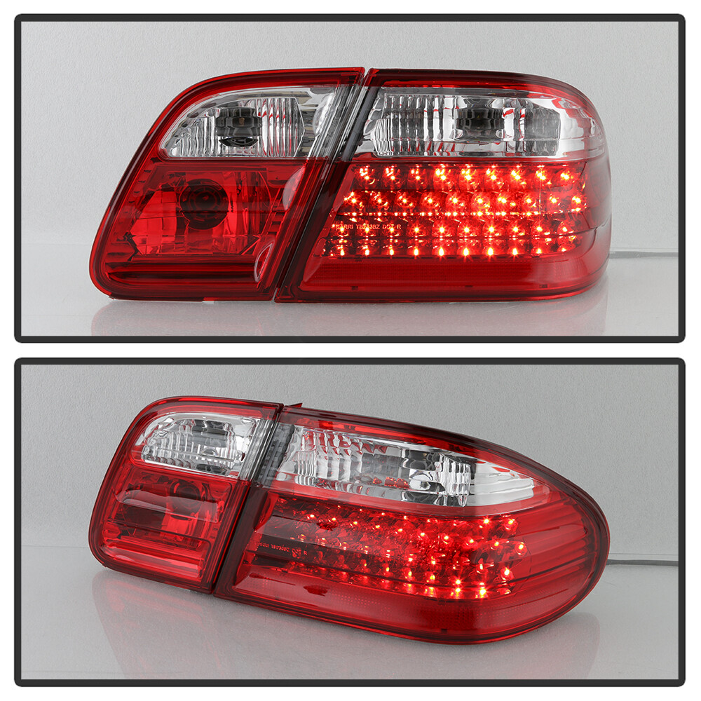1996-2002 Mercede-Benz W210 E300 E320 E430 E55 Red Clear LED Tail Lights Lamps