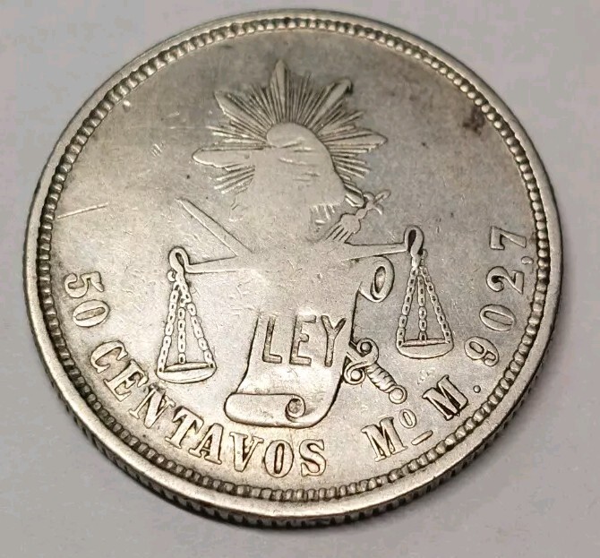 Mexico 1886 Mo M 50 Centavos