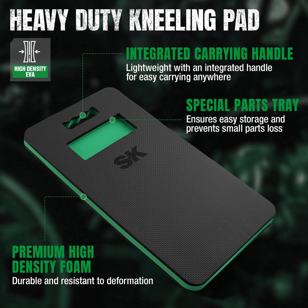 Extra Thick Kneeling Pads for Work, Mechanic Mat with Tool Tray & Handle, Hig...