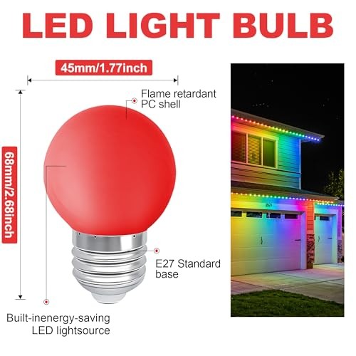 LED Colored Light Bulbs, E27 Small Light Bulb, G45 1W LED Bulb, Multi-colored