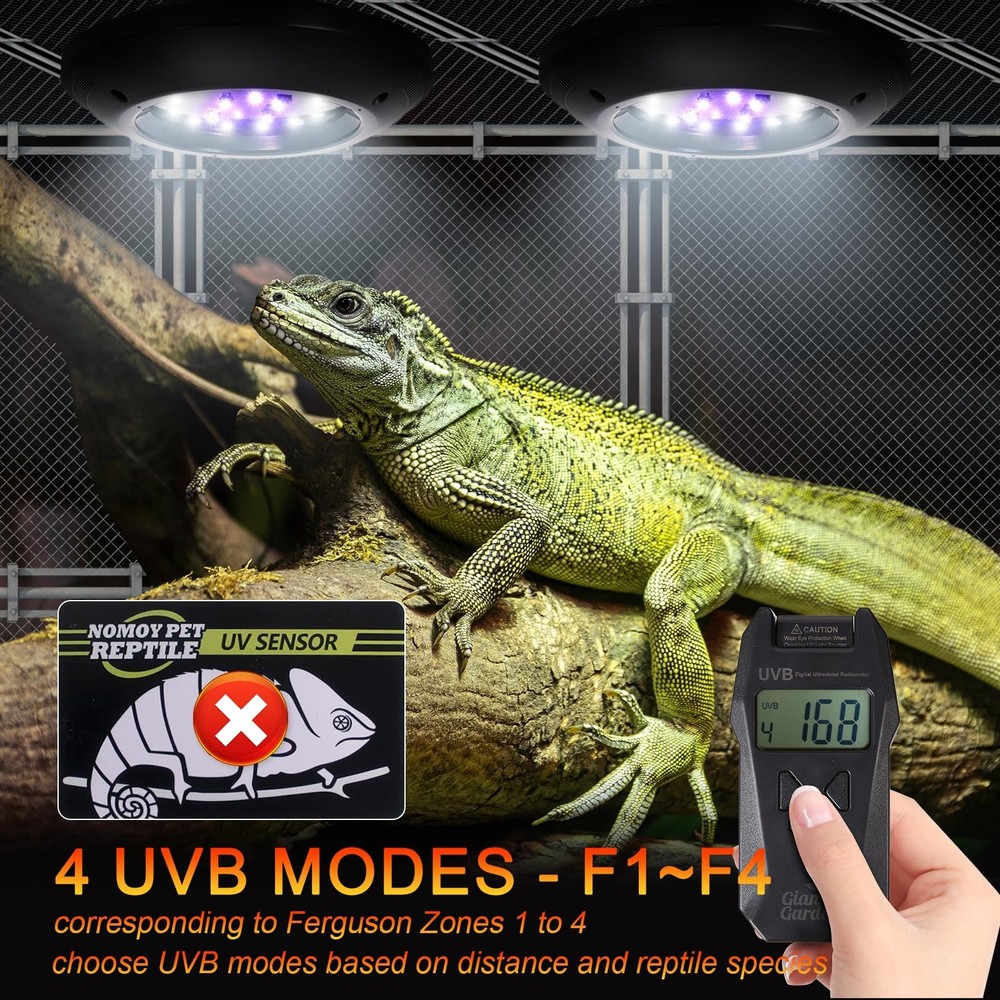 LED UVB Light for Reptiles, 8W UVA UVB Lamp – Timer Switch, Adjustable Bright...