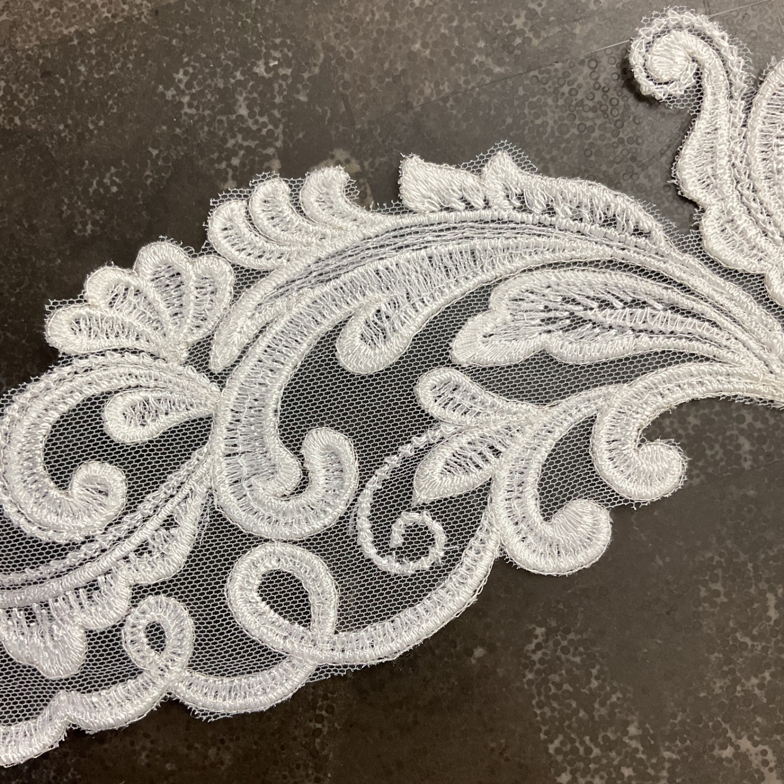 Embroidered white lace on tulle subtle sequined bridal sewing trim 8 yards