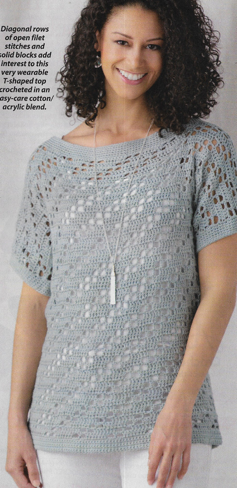 Lady's Drifting Tee crochet pattern instructions