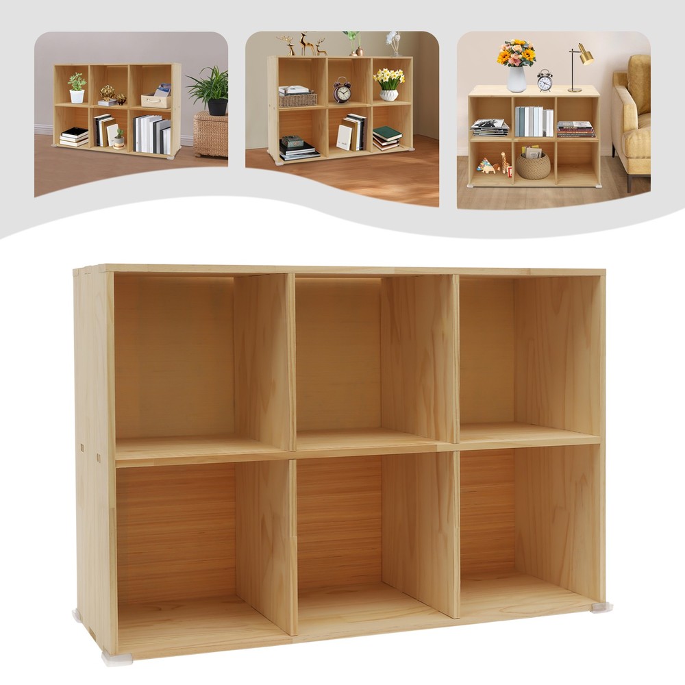 Solid Wood Bookcase with 6 Cubes - Stylish Storage & Elegant Design