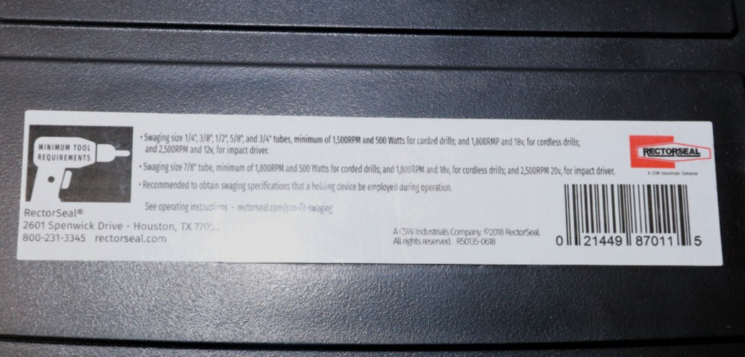 RECTORSEAL #87011-6 Pro-Fit Precision Swaging Kit =- 6 Flare Bits *New