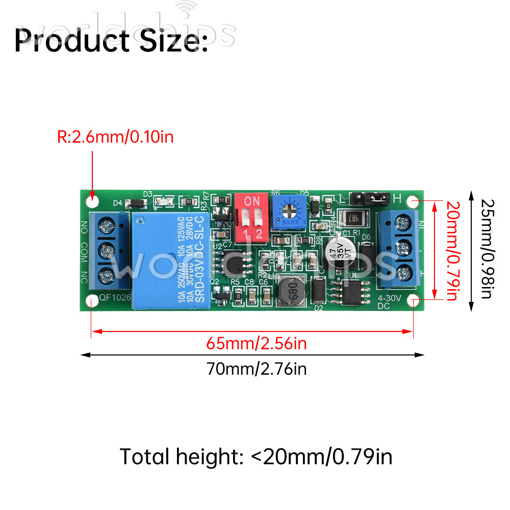 DC 4-30V Power Adjustable Delay Relay Timer Control Module 4 Gear Delay Switch