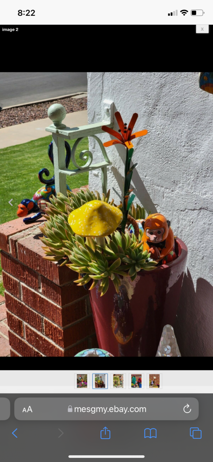 Recycled Metal Welded Orange Lilly W/ Nails Flower Stake Yard Art Rock Garden