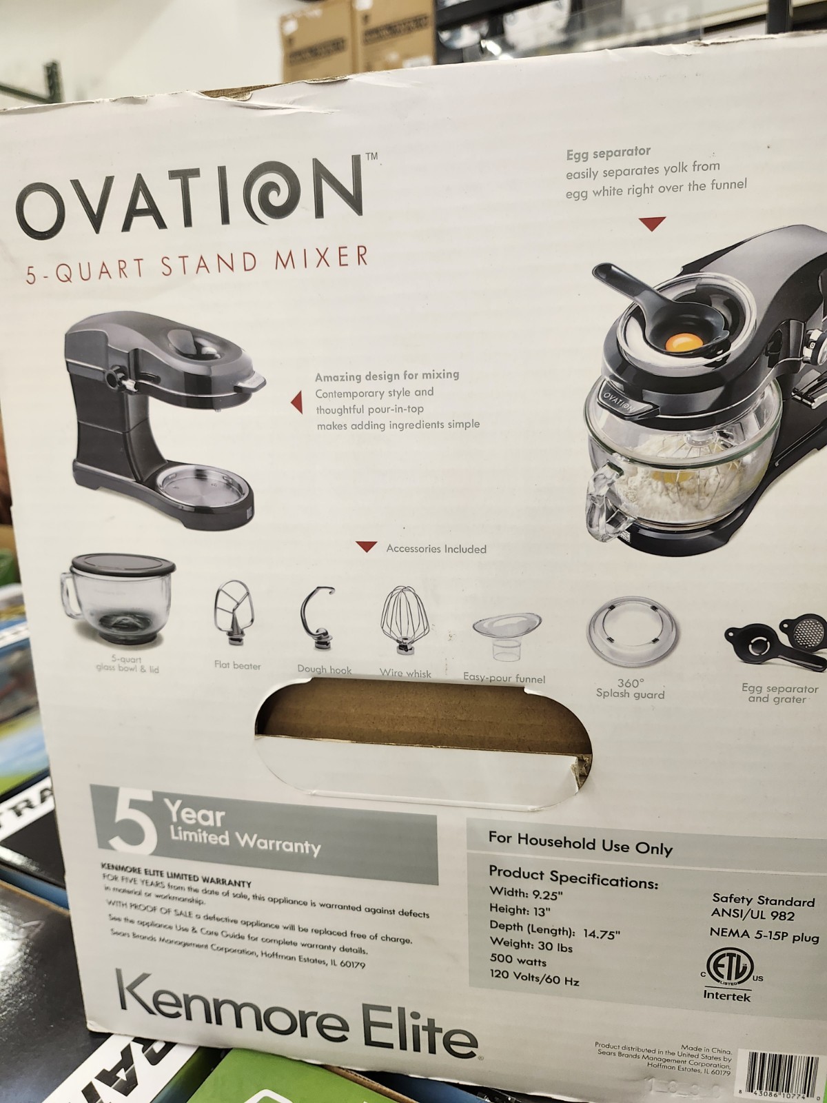 Kenmore Elite Silver 5 qt 10 speed Stand Mixer