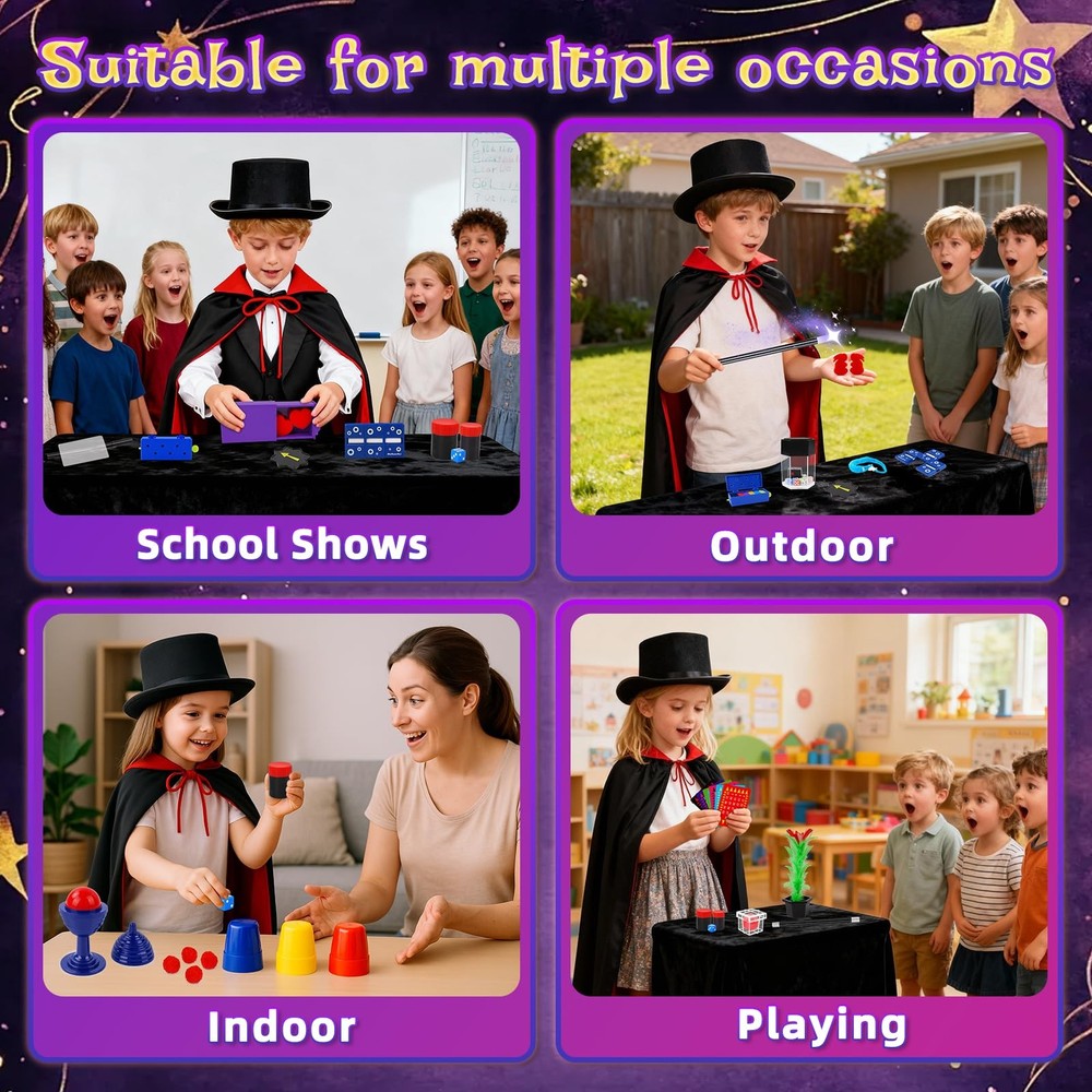 Magic Kit, Magic Tricks Includes Magic Wand and Magician Costume, Exciting Start