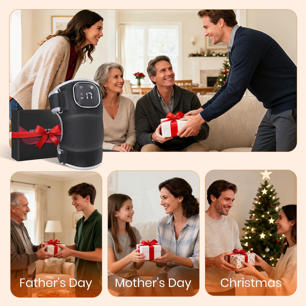 Red Light Therapy & Vibration Massage Knee Brace - Wireless Rechargeable Control