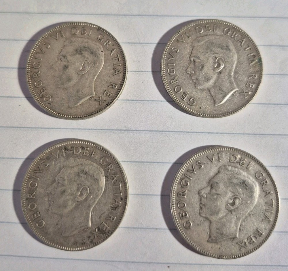 4 Canadian Silver Half Dollars (80% Silver)