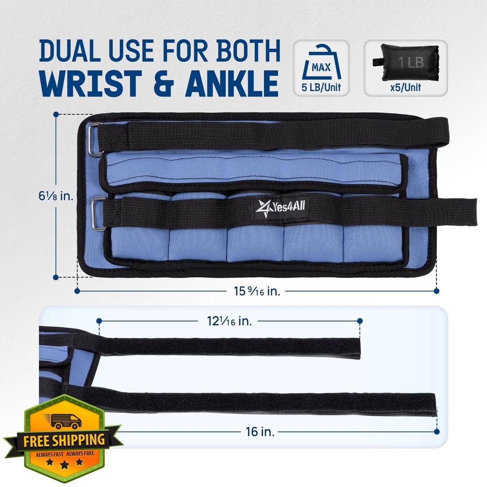 Yes4All Adjustable 3.5/5LB Wrist Ankle Weights Pair