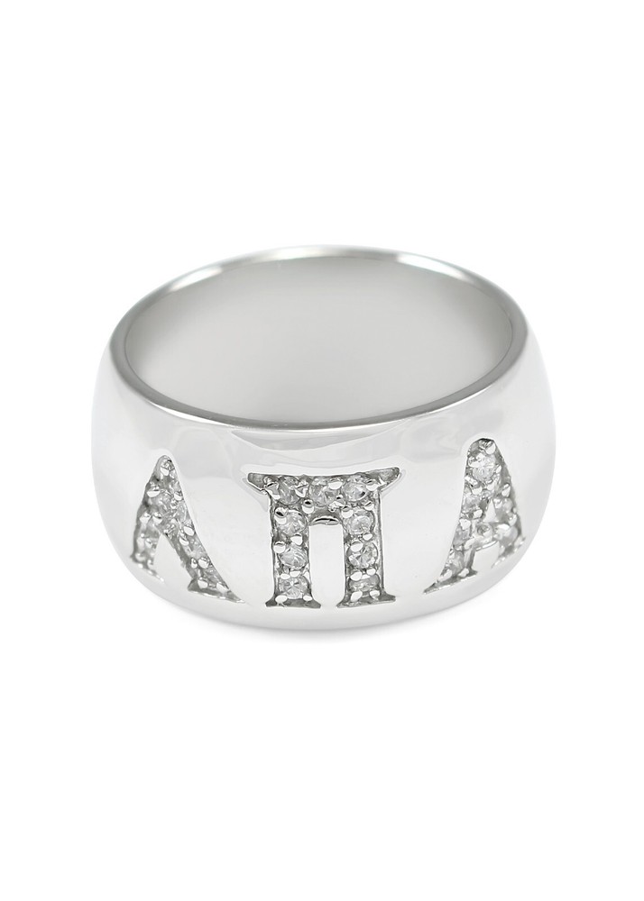 Lambda Pi Alpha Sterling silver ring with CZ letters