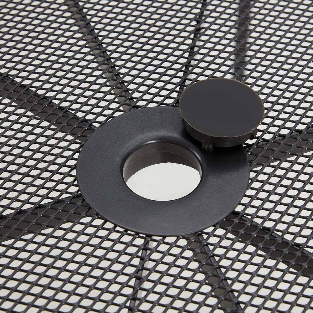 Patio Dining Table Rectangular Outdoor Table w/Umbrella Hole Round Outside Table