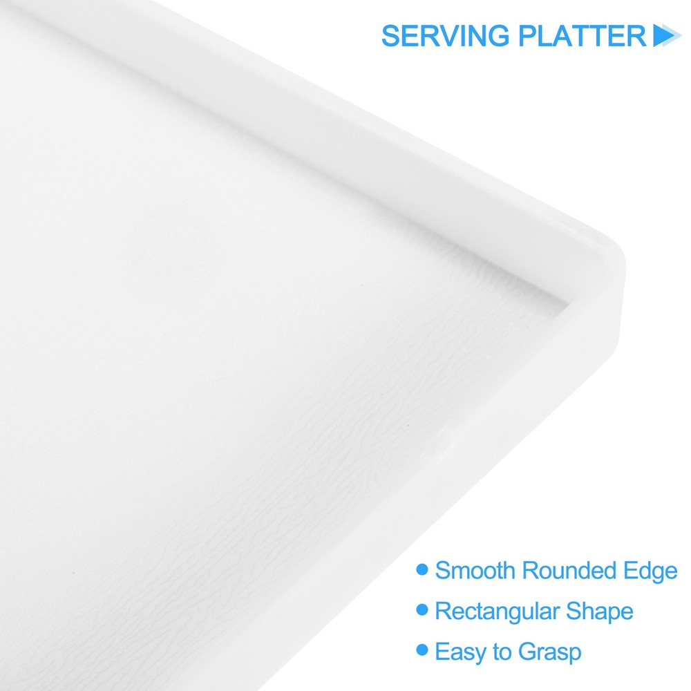 3Pcs 7"x10" Small White Mini Tray Plastic Rectangular Wooden Serving Tray White