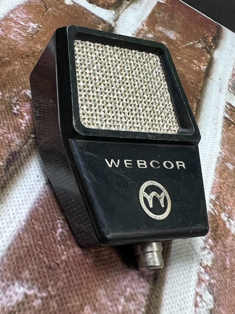 Vintage Webcor Crystal Microphone Black with silver grate 1960's
