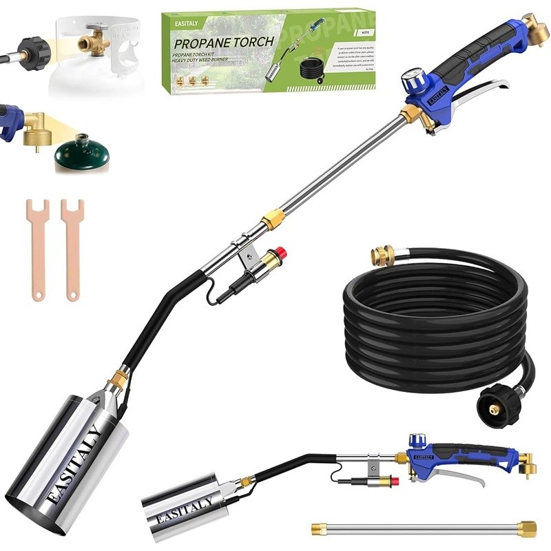 Powerful Propane Torch Dual Mode Adjustable Flame 12.5FT Hose Weeding & Asphalt